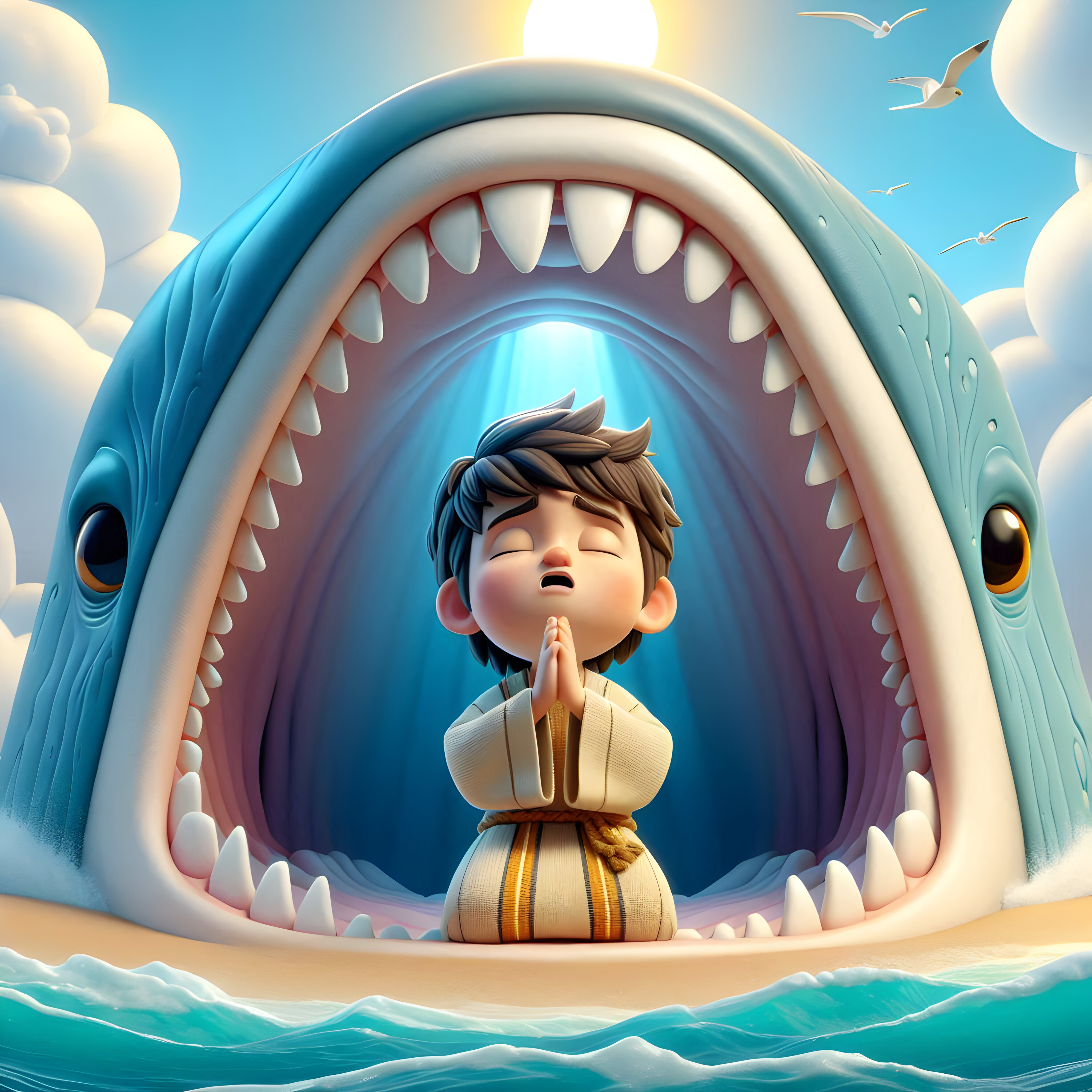 Jonas e a Baleia - História bíblica para colorir